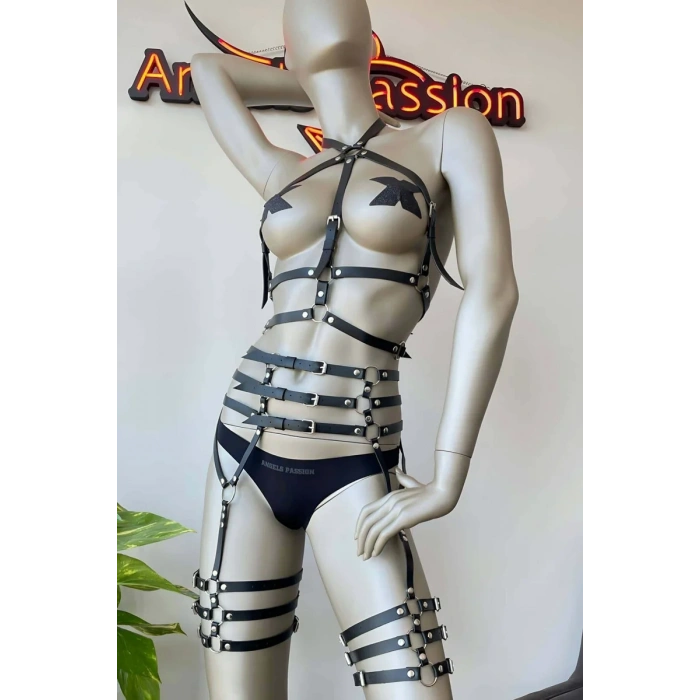 Fantazi Deri İç Giyim Jartiyer Harness - APFT524