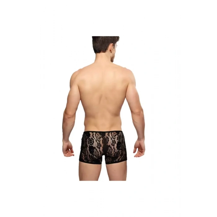 Fantezi Dantelli Seksi Siyah Erkek Boxer - Seksi Erkek İç çamaşırı BC4612