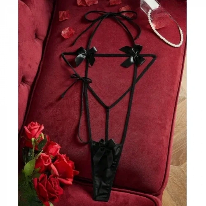 Fantezi Fiyonklu Lastik Gecelik (eldivensiz)