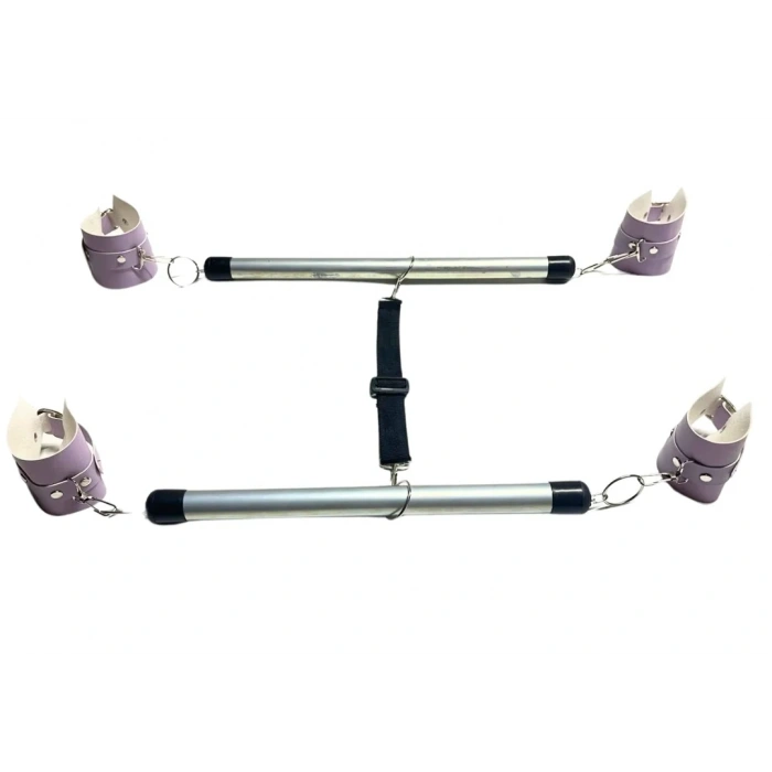 Fantezi Lila Deri Seksi Borulu Yatak Kelepçesi