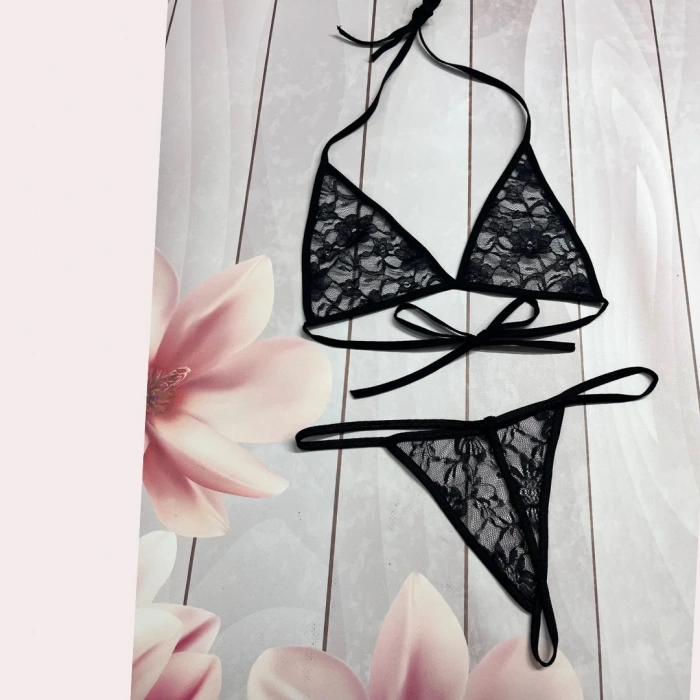 Fantezi Siyah Dantelli Sütyen Kilot Seksi İç Giyim BC9202
