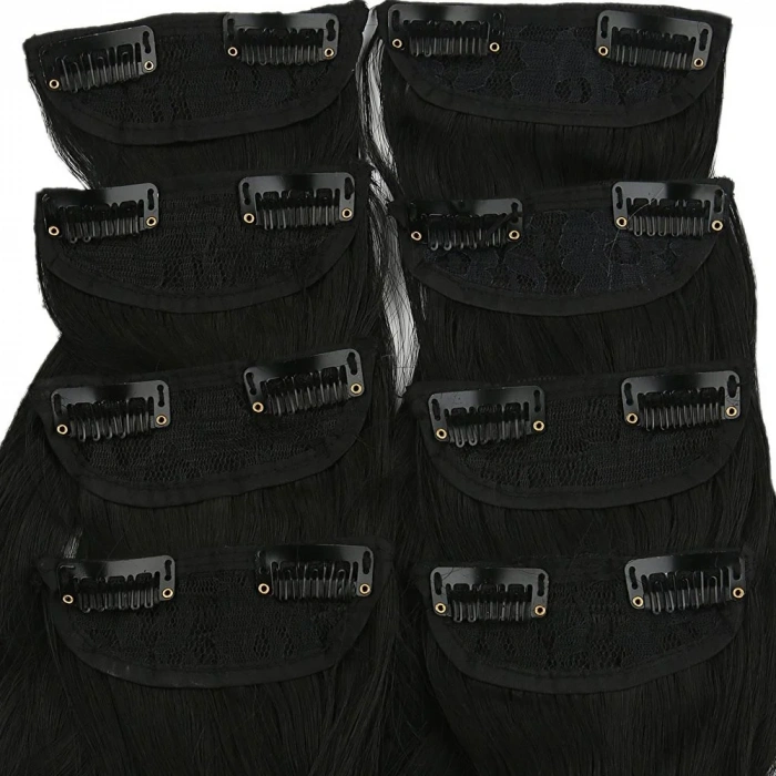 Fiber Sentetik Dalgalı 8 Parça Çıt Çıt - Siyah