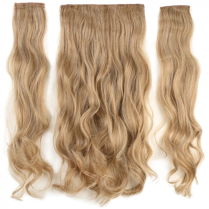 Fiber Sentetik Dalgalı Yarım Ay + 2 Yan Çıt Çıt - Karamel Platin Röfleli