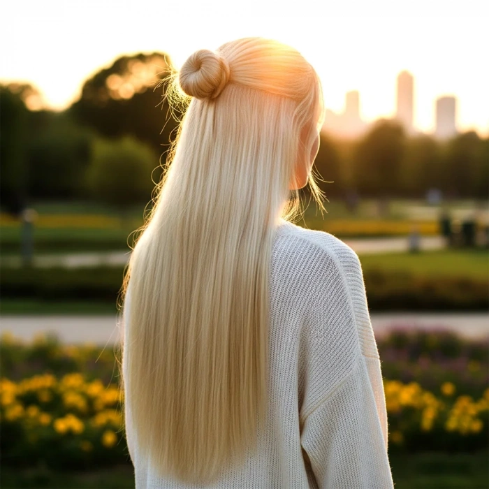 Fiber Sentetik Düz Yarım Ay + 2 Yan Çıt Çıt - Platin