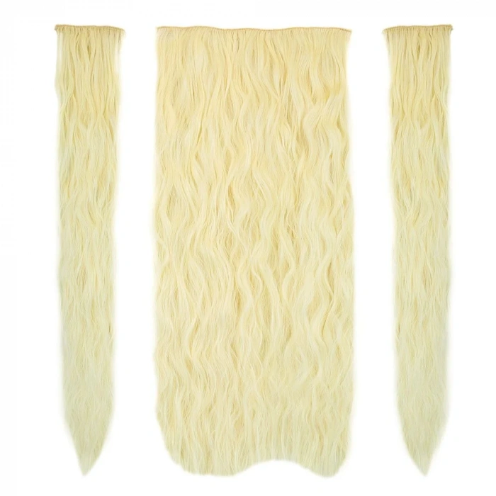 Fiber Sentetik Kabarık Dalgalı Yarım Ay + 2 Yan Çıt Çıt - Açık Platin