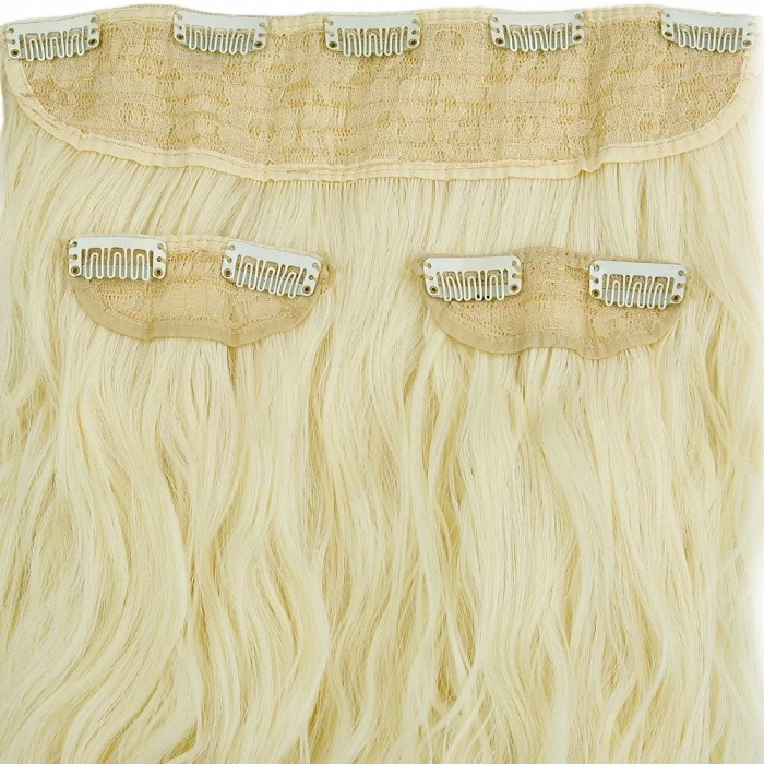 Fiber Sentetik Kabarık Dalgalı Yarım Ay + 2 Yan Çıt Çıt - Açık Platin