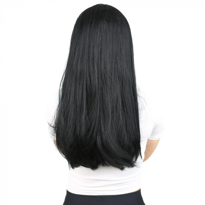 Fiber Sentetik Uzun Düz Peruk - Siyah