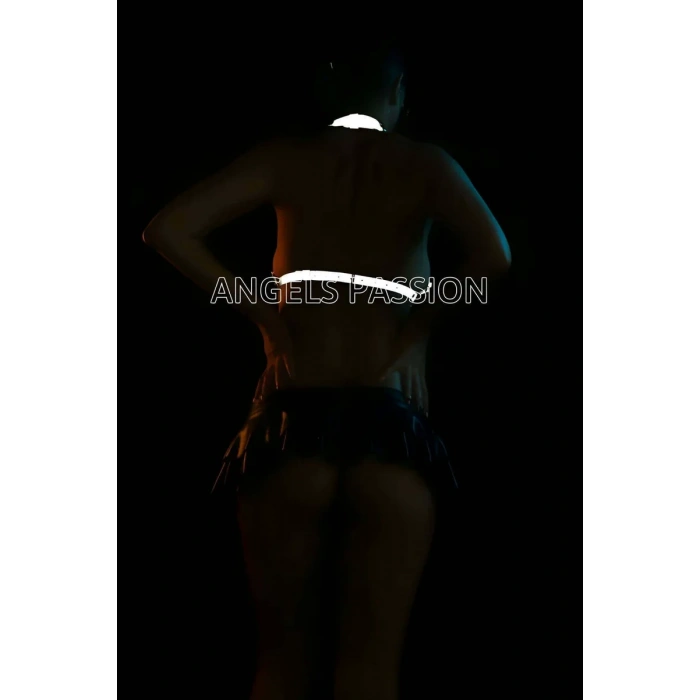 File Görünümlü Seksi Göğüs Üzeri Reflektörlü Harness - Karanlıkta Parlar - APFT443