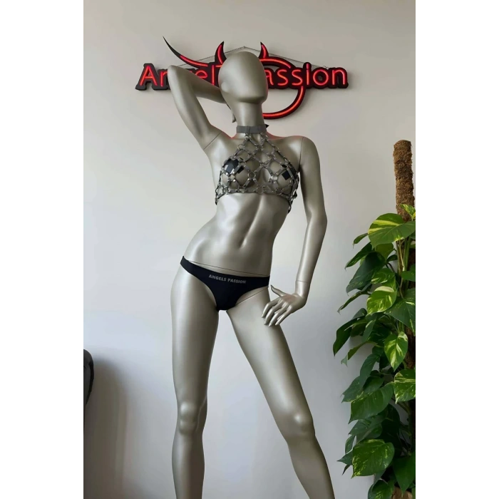 File Görünümlü Seksi Göğüs Üzeri Reflektörlü Harness - Karanlıkta Parlar - APFT443