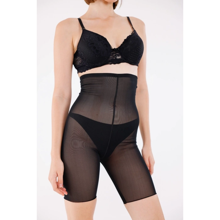 Freshness 0007 Lazer Kesim Tül Yüksek Bel Şort Korse