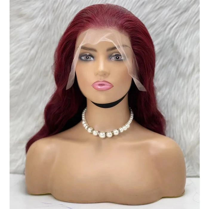 Gerçek Front Lace Tül Peruk - Dalgalı - Koyu Kızıl 70-75cm