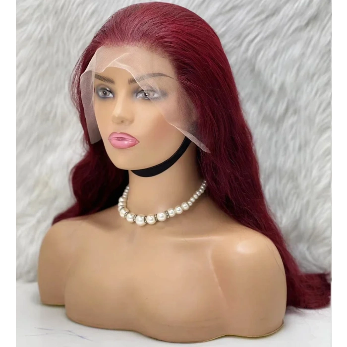 Gerçek Front Lace Tül Peruk - Dalgalı - Koyu Kızıl 70-75cm