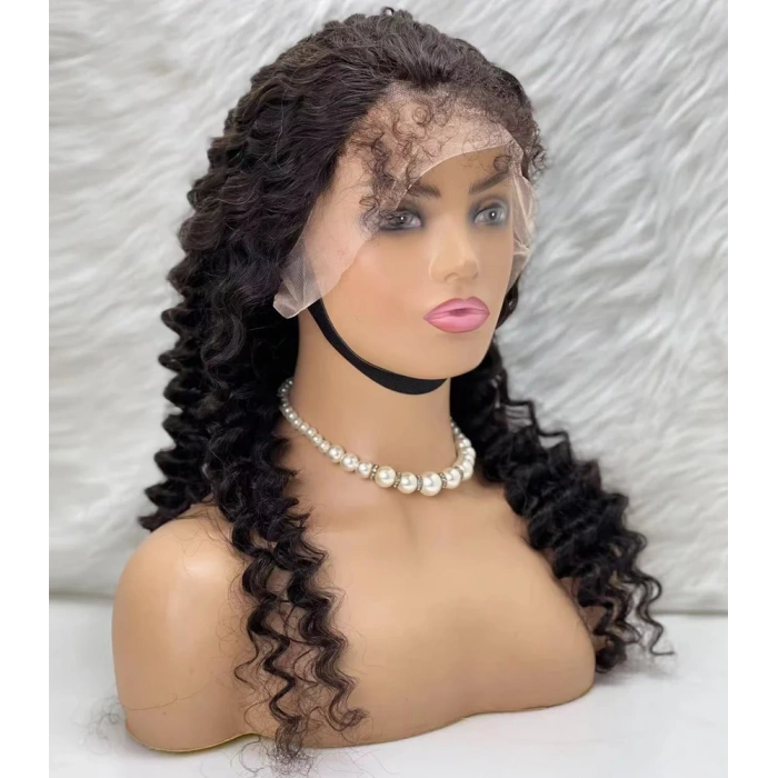 Gerçek Front Lace Tül Peruk - Derin Dalgalı - Doğal 65-70cm