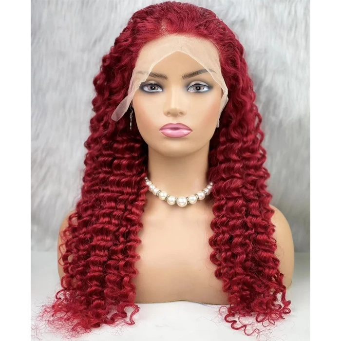 Gerçek Front Lace Tül Peruk - Derin Dalgalı - Kızıl 70-75cm