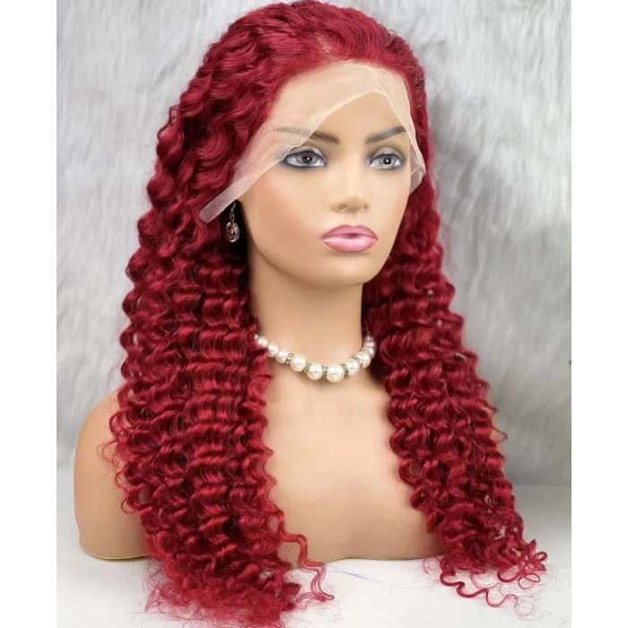 Gerçek Front Lace Tül Peruk - Derin Dalgalı - Kızıl 70-75cm