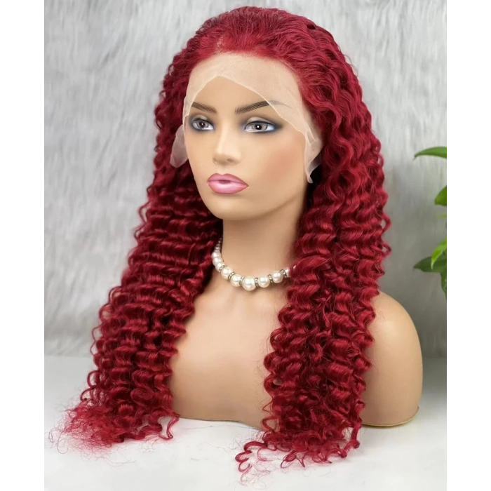 Gerçek Front Lace Tül Peruk - Derin Dalgalı - Kızıl 70-75cm