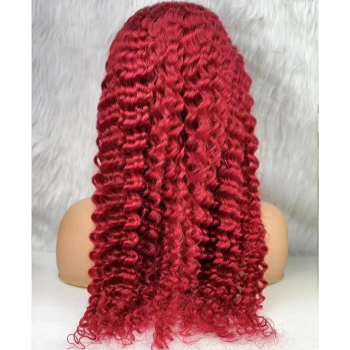 Gerçek Front Lace Tül Peruk - Derin Dalgalı - Kızıl 70-75cm