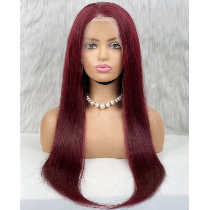 Gerçek Front Lace Tül Peruk - Düz - Koyu Kızıl 70-75cm