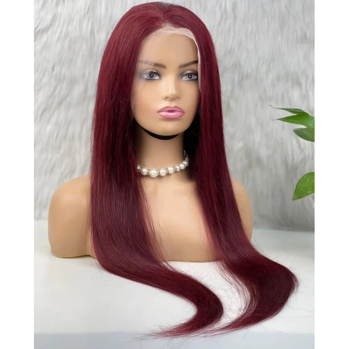 Gerçek Front Lace Tül Peruk - Düz - Koyu Kızıl 70-75cm