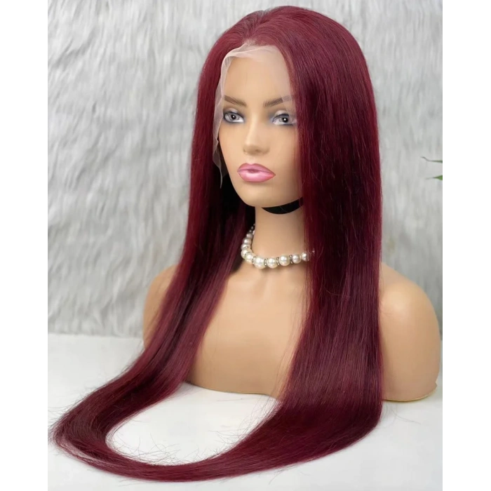 Gerçek Front Lace Tül Peruk - Düz - Koyu Kızıl 70-75cm