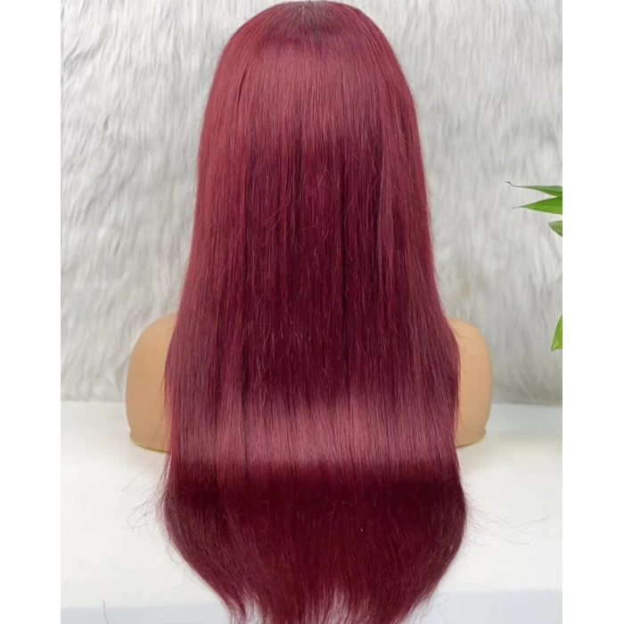 Gerçek Front Lace Tül Peruk - Düz - Koyu Kızıl 70-75cm