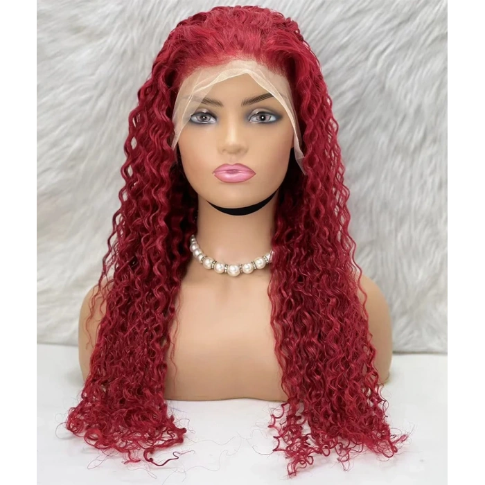 Gerçek Front Lace Tül Peruk - Su Dalgası - Kızıl 70-75cm
