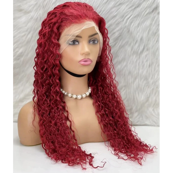 Gerçek Front Lace Tül Peruk - Su Dalgası - Kızıl 70-75cm