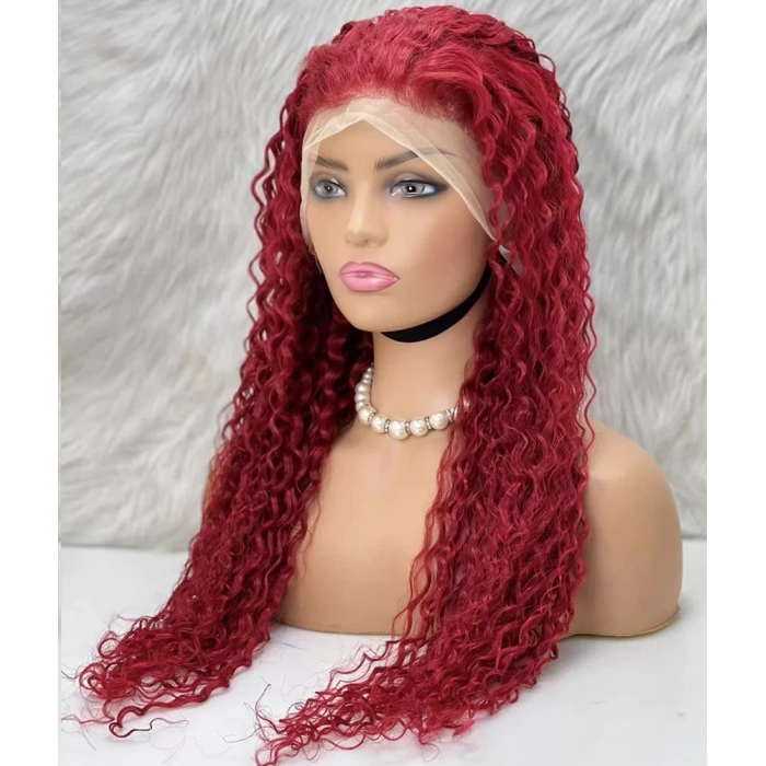 Gerçek Front Lace Tül Peruk - Su Dalgası - Kızıl 70-75cm