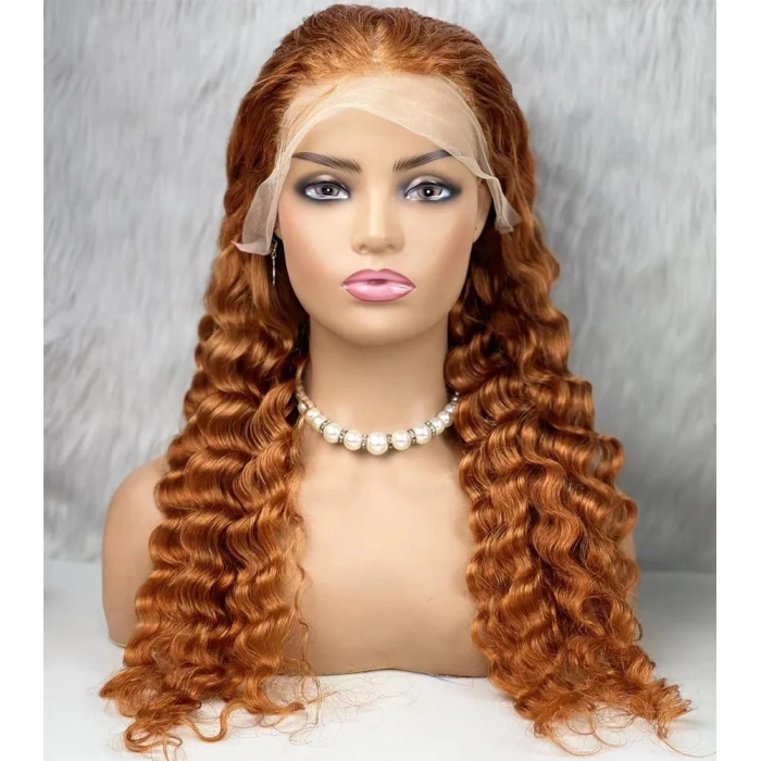 Gerçek Front Lace Tül Peruk - Yoğun Dalgalı - Bakır 70-75cm