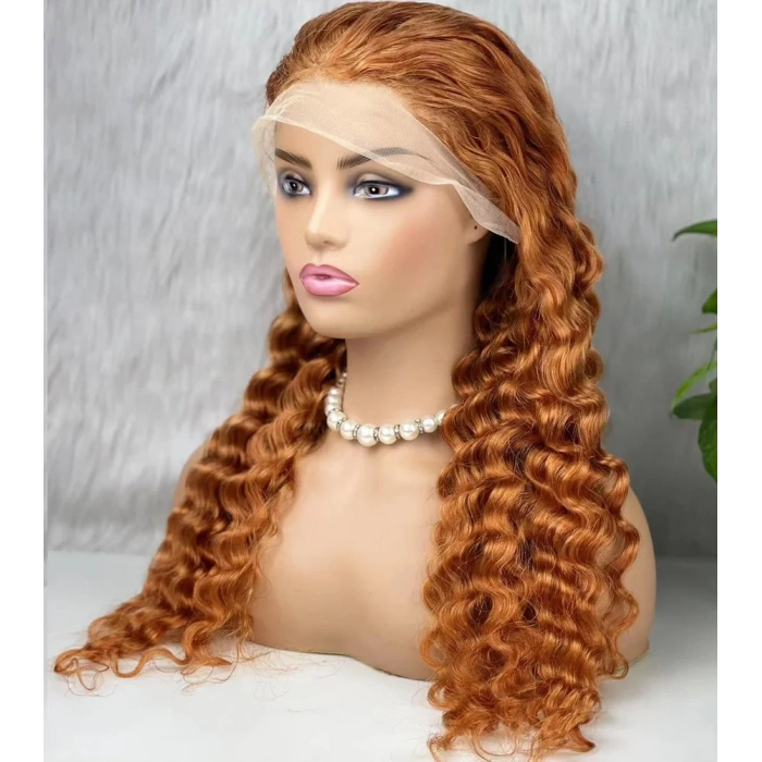 Gerçek Front Lace Tül Peruk - Yoğun Dalgalı - Bakır 70-75cm