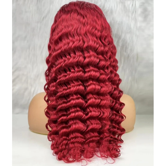 Gerçek Front Lace Tül Peruk - Yoğun Dalgalı - Kızıl 70-75cm