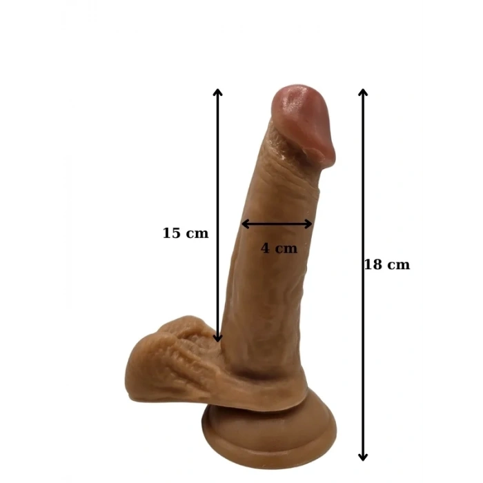 Gerçekçi Testisli Melez Dildo 18 cm
