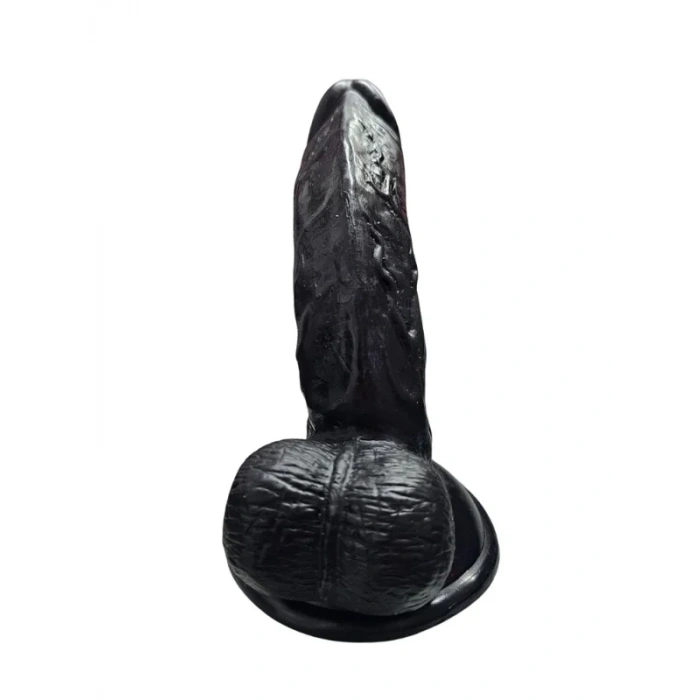 Gerçekçi Testisli Siyah Dildo 16 cm