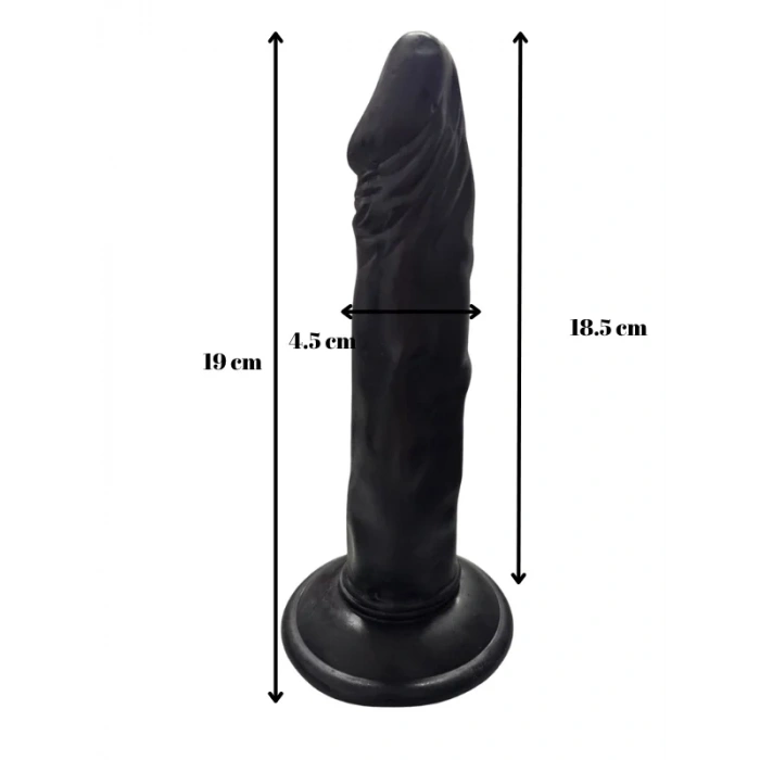 Gerçekçi Testissiz Siyah Dildo 21 cm