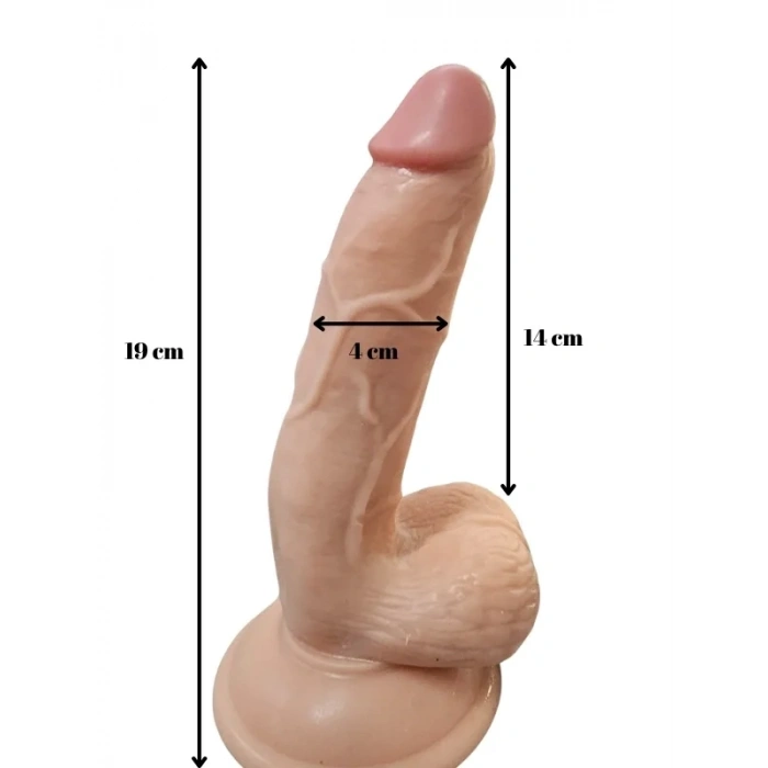 Gerçekci Titreşimli Kumandalı Realistik Vantuzlu Vibratör 19 cm