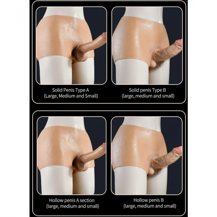 Giyilebilir Silikon Gerçekçi Dildo Pantolon Orta Boy Dolu Strapon