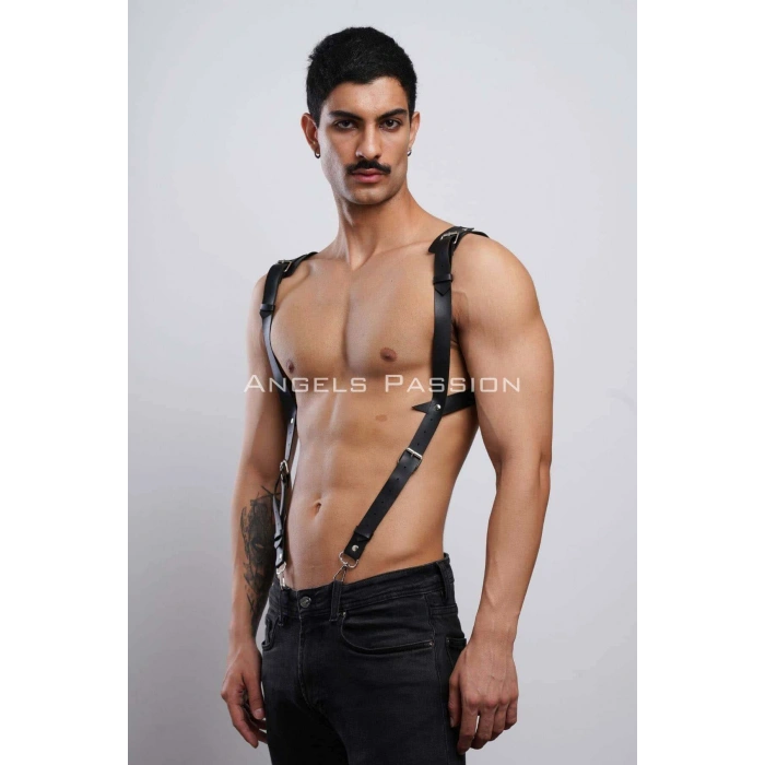 Gömlek Üzeri Erkek  Harness Aksesuar, Omuz Detaylı Deri Harness - Brfm135