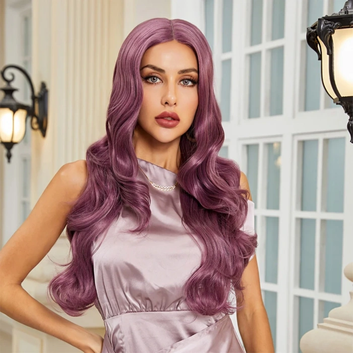 Gül Kurusu Rengi Su Dalgalı Tül Peruk