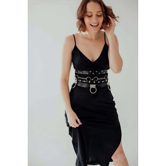 Halka Ve Zincir Detaylı Şık Deri Kemer - Brf825