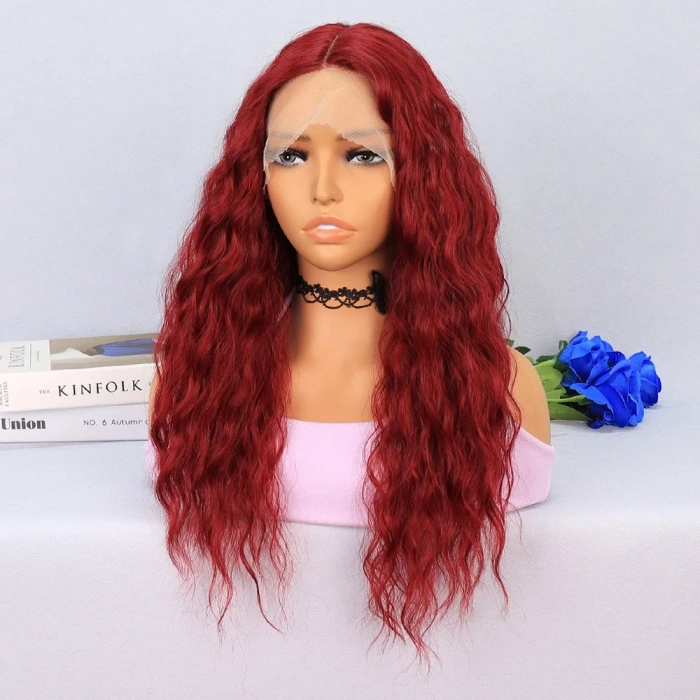 Kabarık Dalgalı Kızıl Tül Peruk