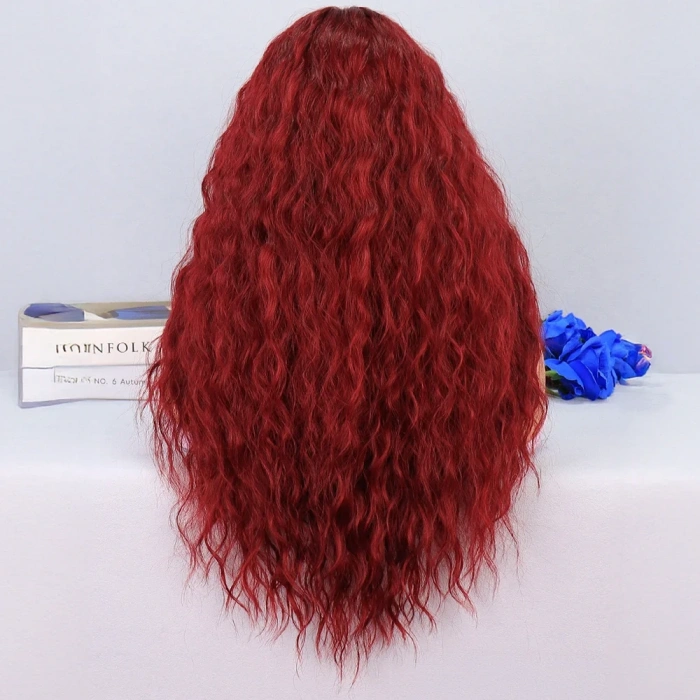 Kabarık Dalgalı Kızıl Tül Peruk