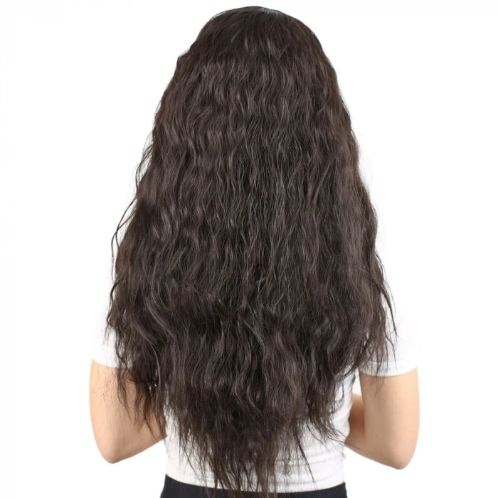 Kabarık Dalgalı Uzun Fiber Sentetik Peruk - Kahverengi