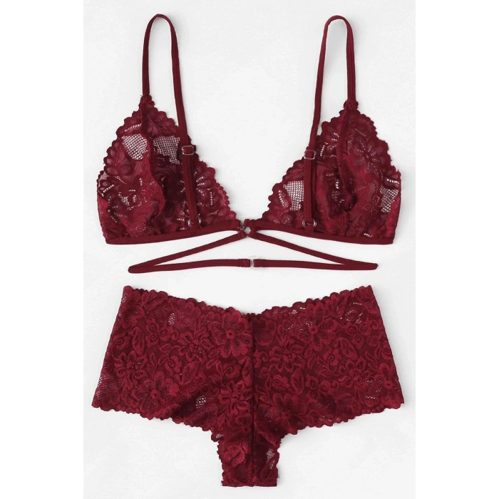 Kadın Bordo Özel Şık Sütyen Külot Takımı