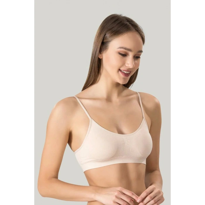 Kadın Ince Askılı Pedli Büstiyer Yarım Atlet Sütyen 3lü Set.
