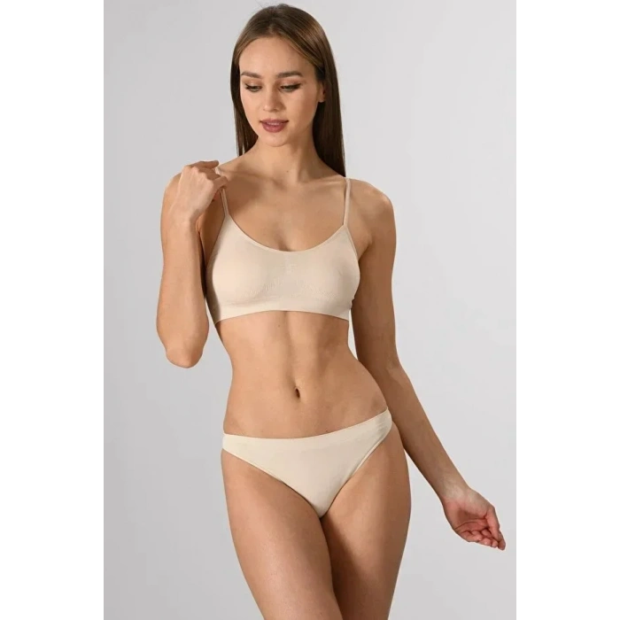 Kadın Ince Askılı Pedli Büstiyer Yarım Atlet Sütyen 3lü Set.