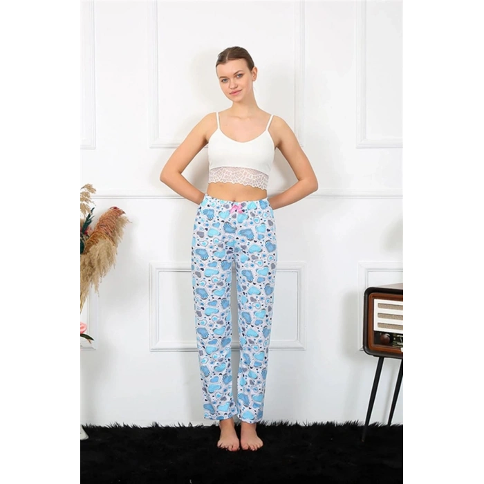 Kadın Pamuklu Alt Pijama Mavi