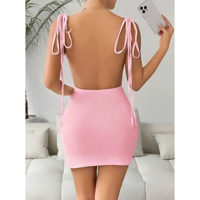 Kadın Pembe Club Fantezi Elbisesi Şık Tasarım