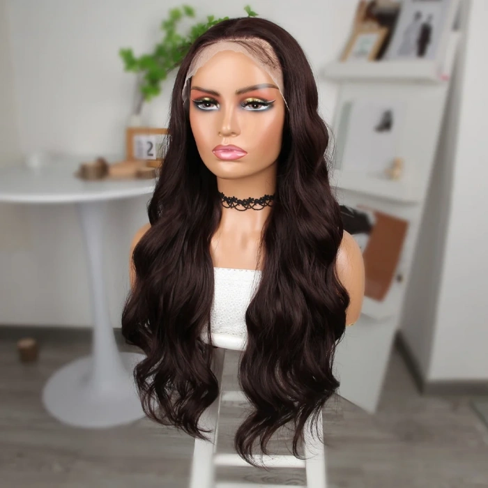 Kahve Karamel Fiber Sentetik Geniş Dalgalı Tül Peruk