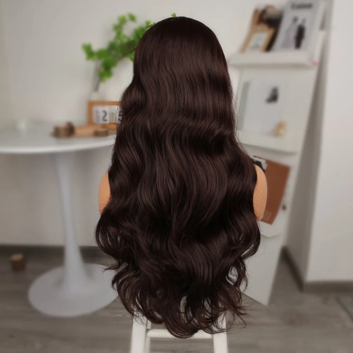 Kahve Karamel Fiber Sentetik Geniş Dalgalı Tül Peruk