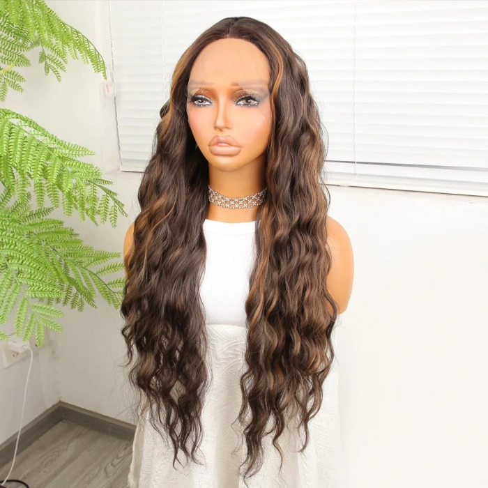 Kahverengi Balköpüğü Işıltılı Su Dalgalı Tül Peruk